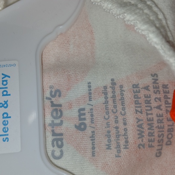 Carters Sleep Play zip up red white floral printdesign onesie Size 6 Monts NWT - Picture 3 of 5